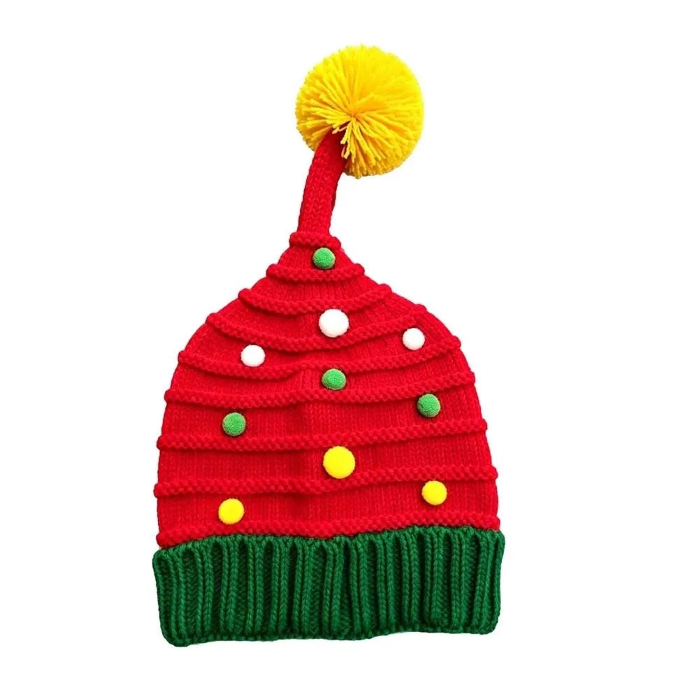 Knitted Christmas Hat & Scarf Set – Striped Snowflake Pom Holiday Knit Set PLUSH Hat 3