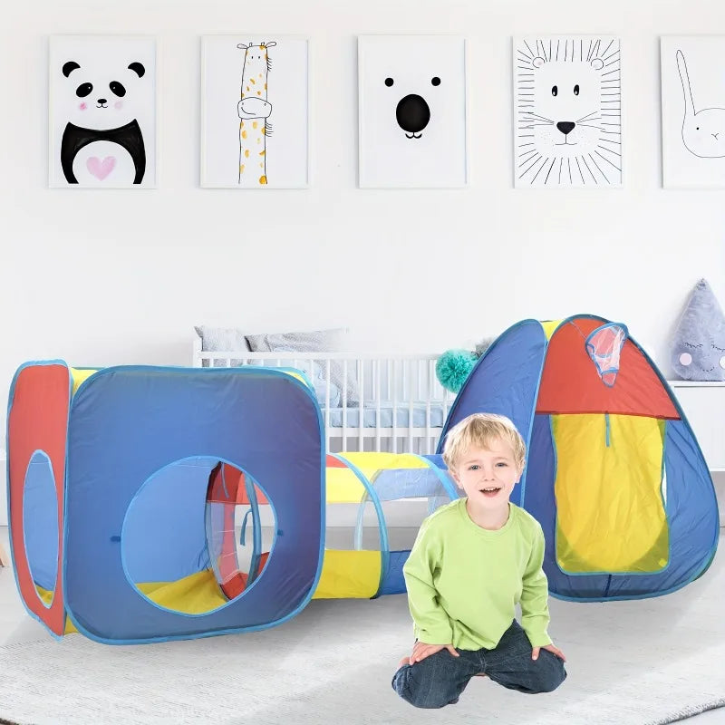 Kids 3-in-1 Play Tent Tunnel Ball Pool – Indoor Outdoor Toy Kids Play Tent PLUSH