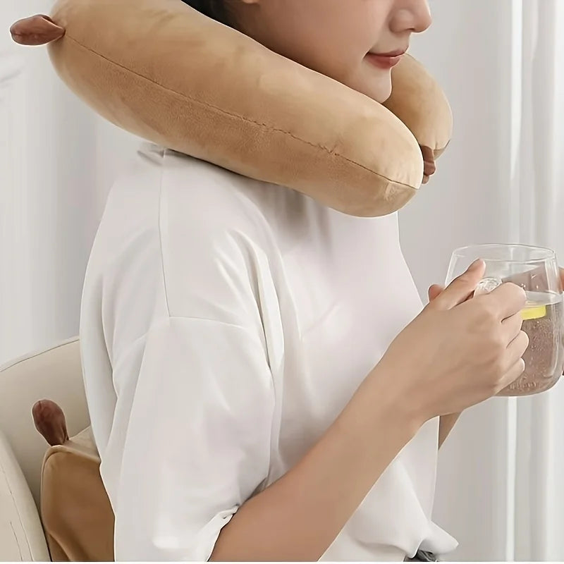Capybara U-Shaped Neck Pillow – Travel, Office & Car Nap Travel Neck Pillow PLUSH