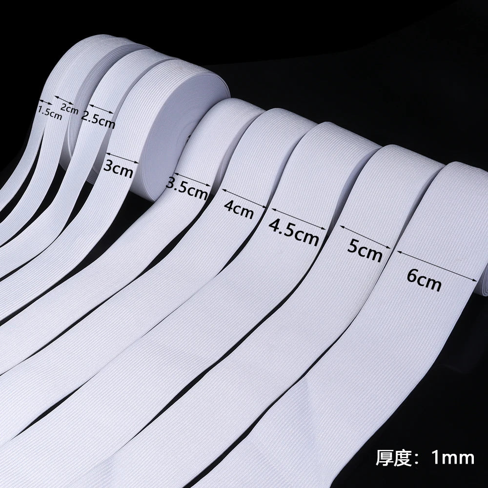 White Elastic Band 15–60mm | DIY Waistband Sewing 5–10 Yards Sewing Elastic Band PLUSH White 50mm-5yards