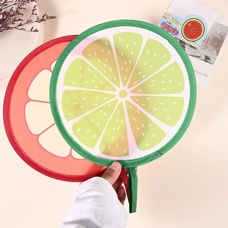 Fruit-Pattern Round Handheld Pocket Fan – Portable & Cute Handheld Pocket Fan PLUSH