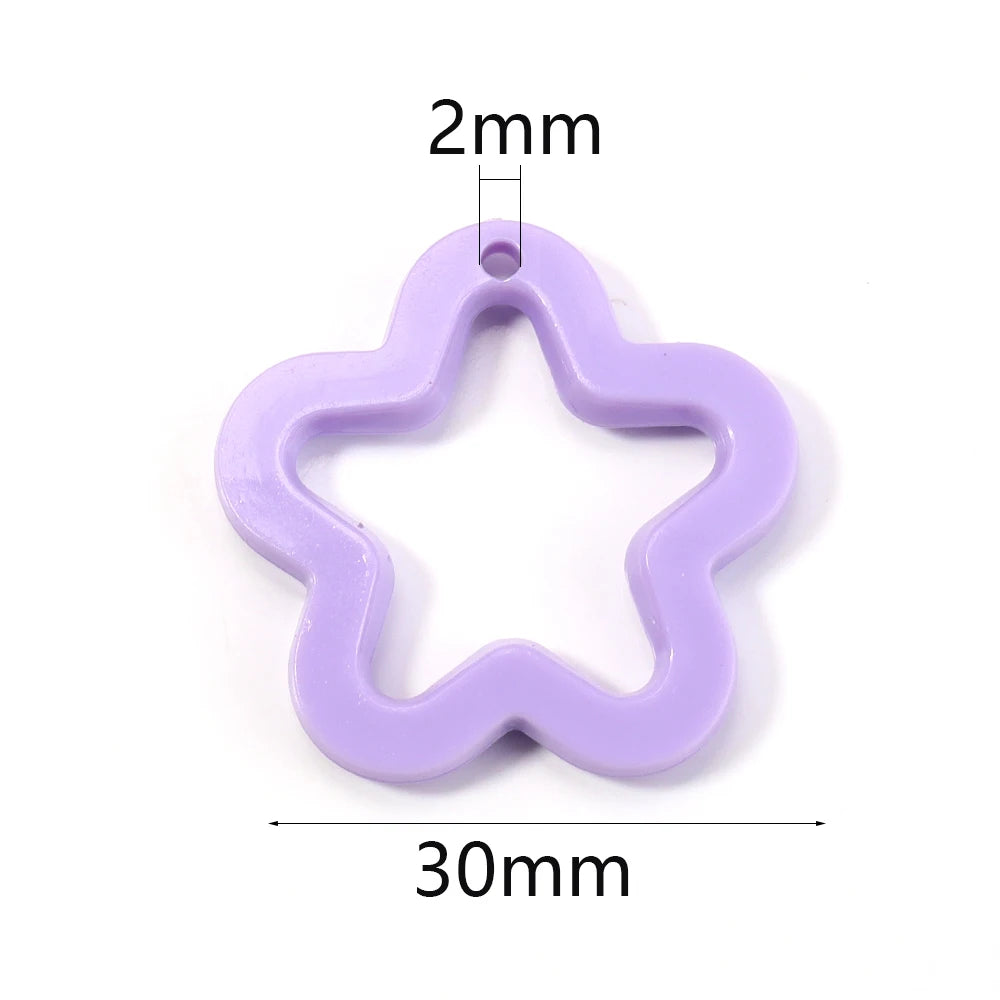 30-60pcs Star & Flower Acrylic Charm Beads for DIY Jewelry Acrylic Charm Beads PLUSH
