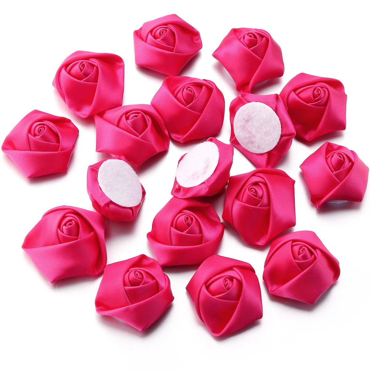 20pcs Mini Ribbon Rose Rosettes for DIY Hair Accessories & Crafts Hair Accessory Embellishments PLUSH Rose Red 3.5-4cm