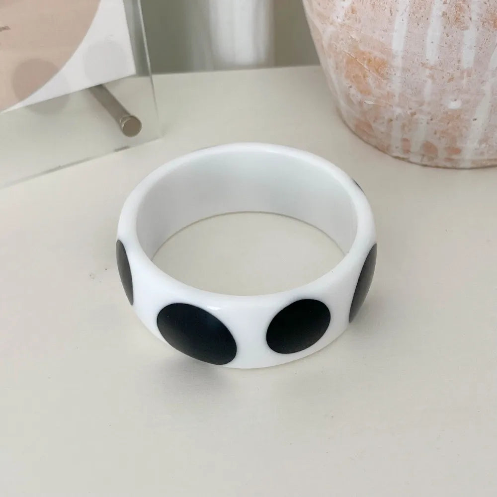 Vintage Resin Polka Dot Bangle – Punk Stackable Cuff Bracelet Cuff Bangle Bracelet PLUSH Style B