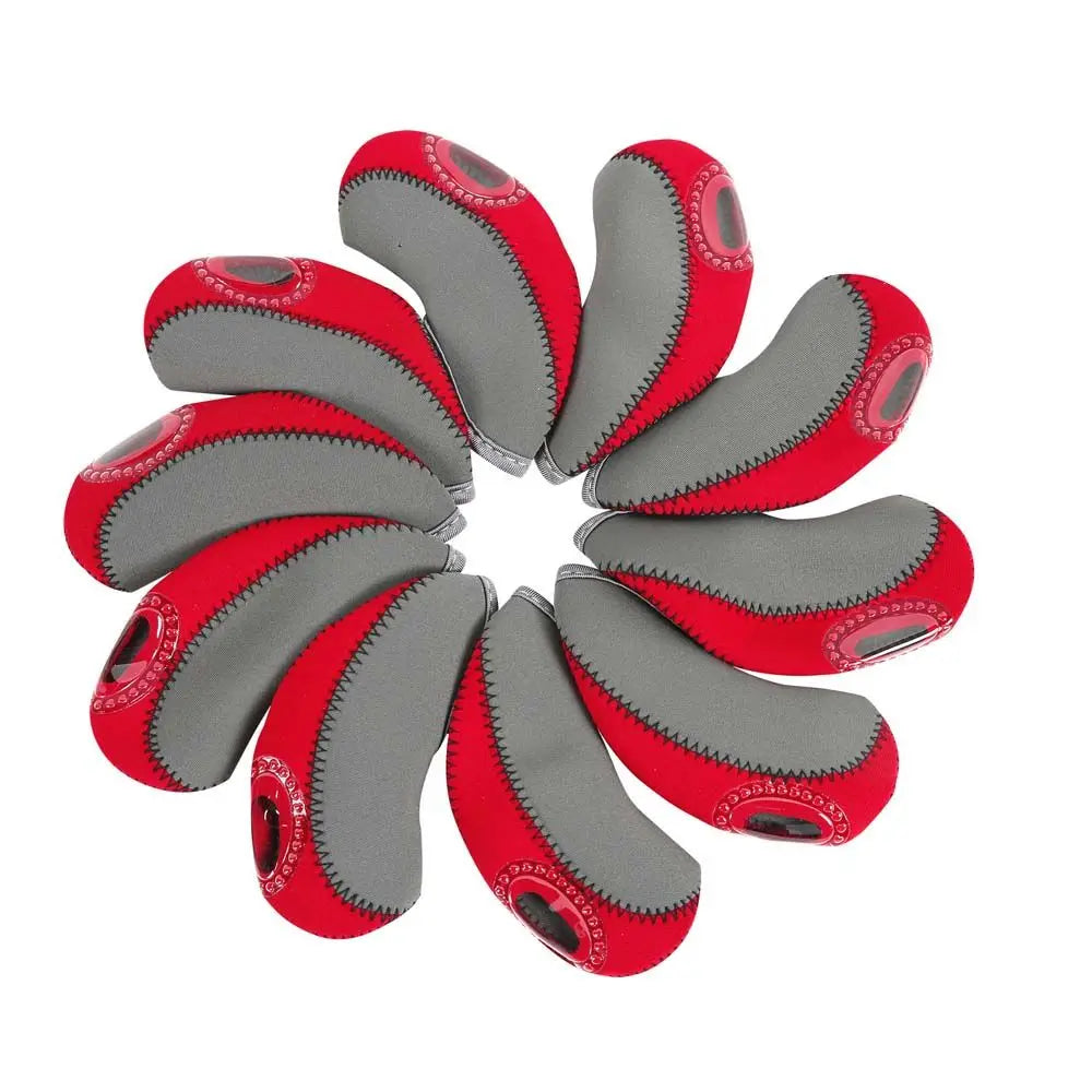 Golf Iron Head Covers Set 10pcs – Protective Club Headcovers Golf Head Covers PLUSH red