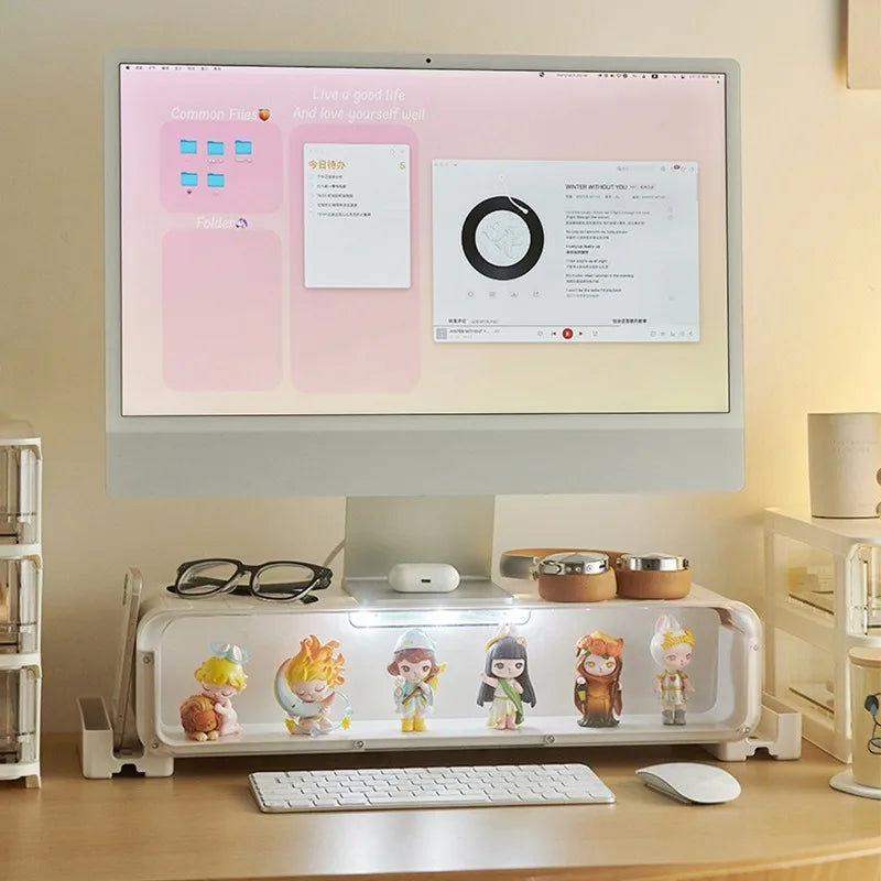Transparent Monitor Stand & Display Shelf for Collectibles Monitor Stand & Shelf PLUSH
