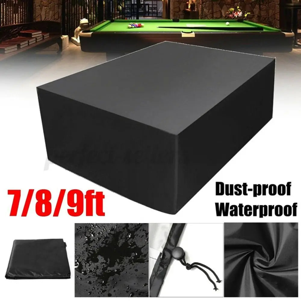Waterproof Pool Table Cover 7/8/9 Ft – Oxford Cloth, Black Billiard Table Cover PLUSH
