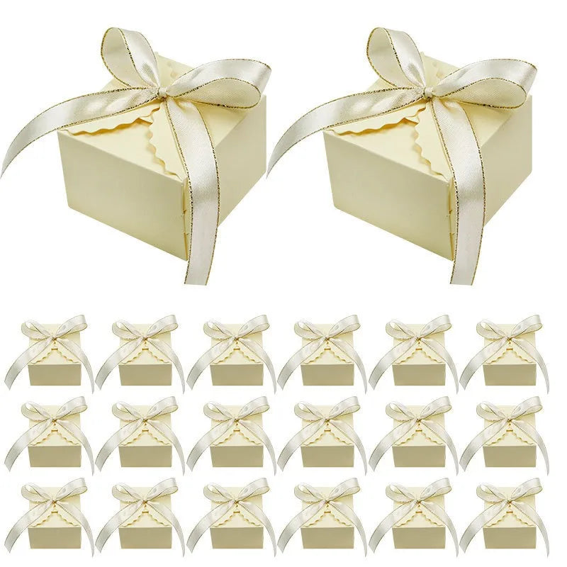 Kraft Paper Gift Boxes with Ribbon 10/20pcs – Party Favors Party Favor Boxes PLUSH Yellow 10PCS