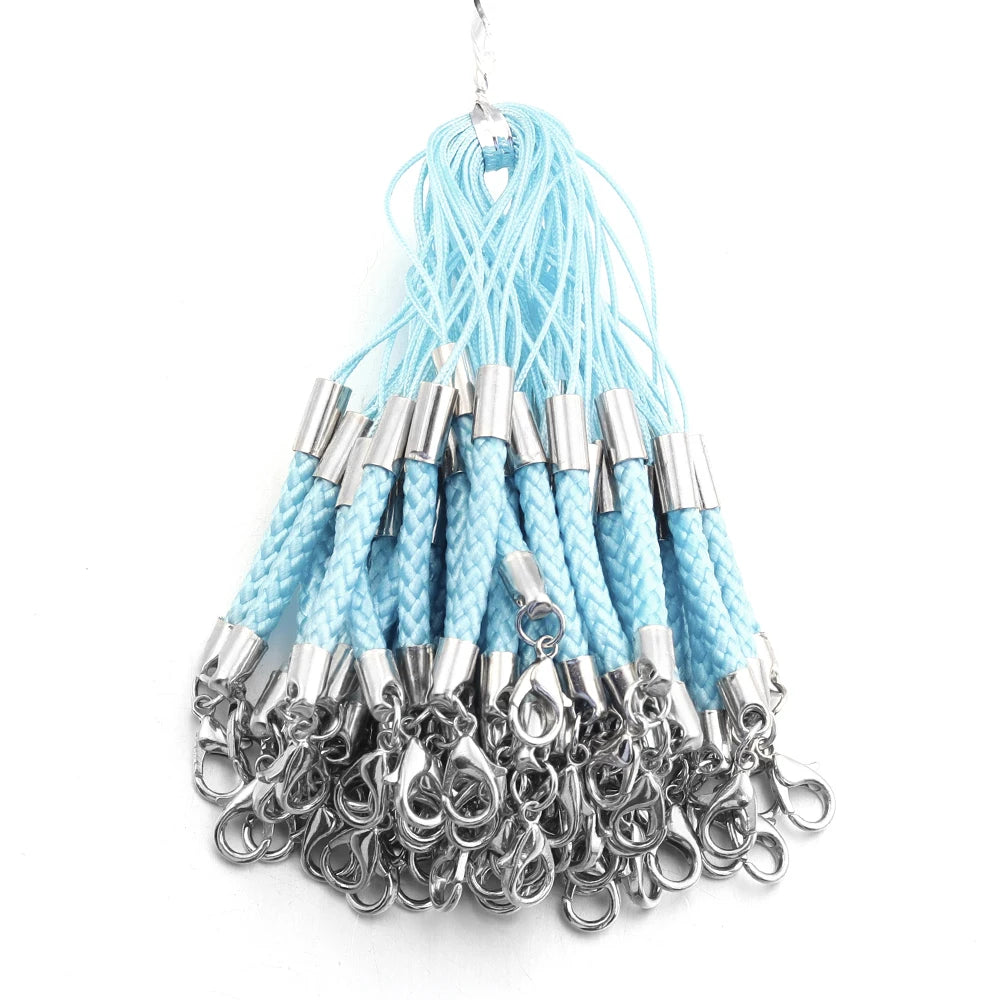 10pcs Braided Keychain Lanyard Cords with Lobster Clasps DIY Keychain Lanyard Cord PLUSH light blue 9cm