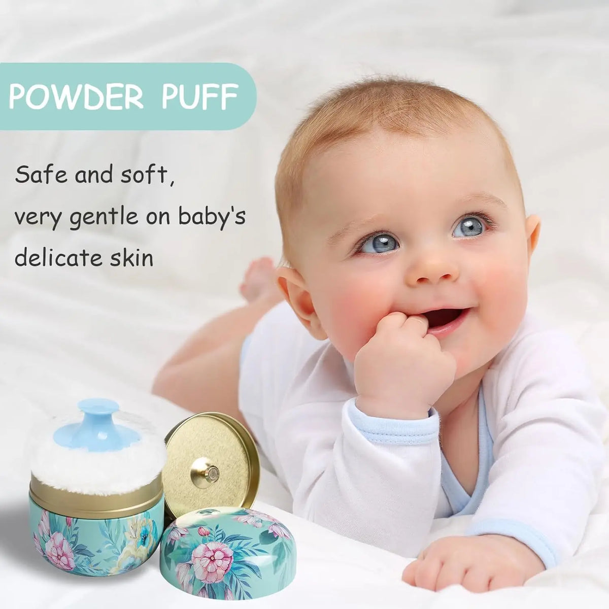 Powder Case with Puff – Travel Body Powder Container for Women & Baby Powder Case & Puff PLUSH
