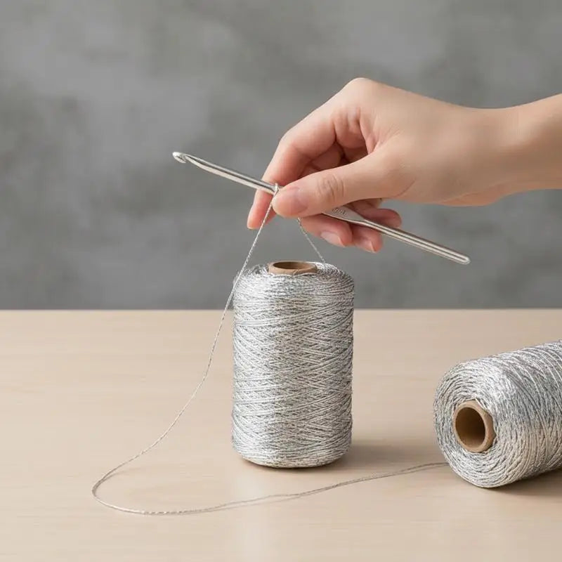 200M Silver Silk Yarn – Fine Crochet & Knitting Thread Craft Yarn Thread PLUSH