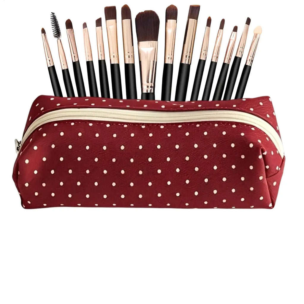 Dot Pencil Case – Large Canvas Stationery Organizer Bag Pencil Case PLUSH