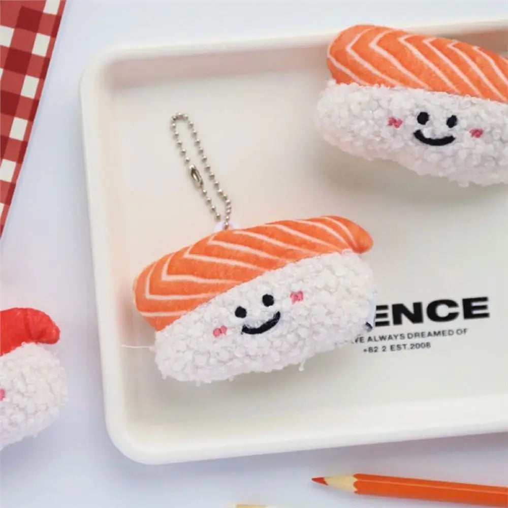 Sushi Shrimp Plush Keychain – Cute Kawaii Backpack Charm Novelty Plush Keychain PLUSH