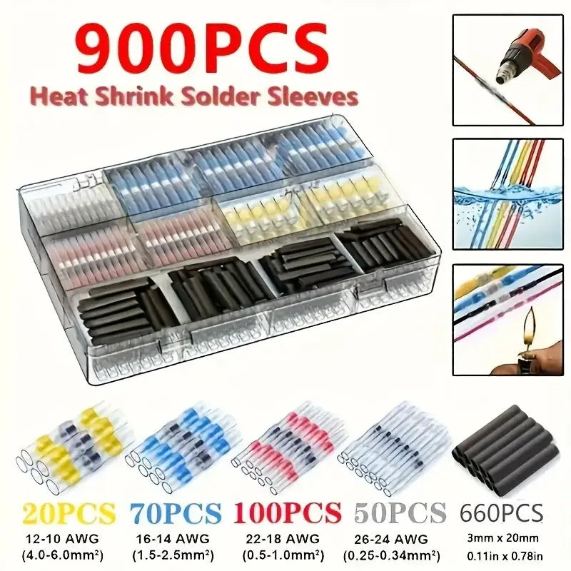 Solder Seal Heat Shrink Butt Connectors – Waterproof Kit Wire Connector Kit PLUSH 900PCS