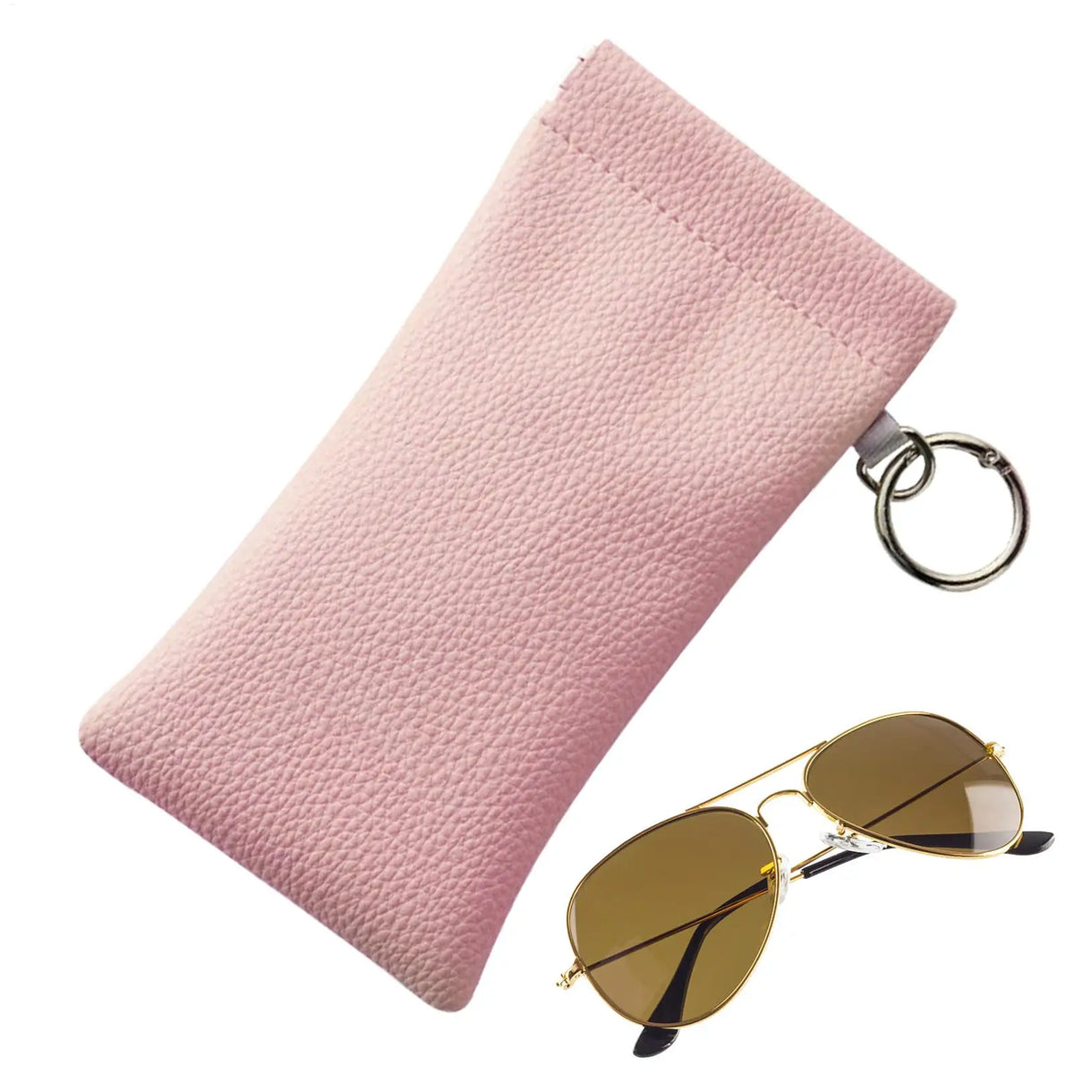 Portable PU Leather Sunglass Case with Clip & Magnetic Close Eyeglass Case PLUSH