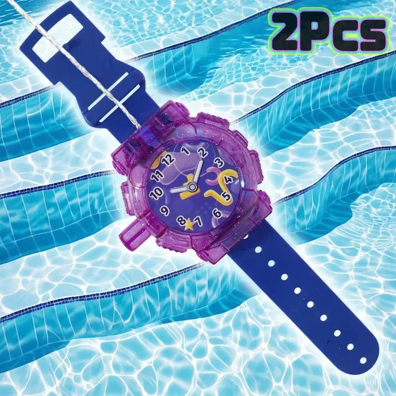 Wrist Watch Water Squirter Toy 2pcs – Summer Prank & Party Novelty Squirt Toy PLUSH Purple
