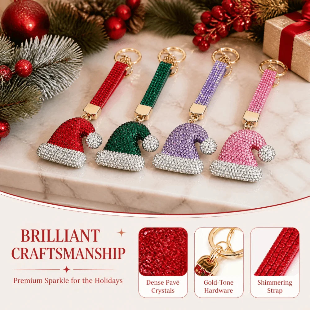 Santa Claus Rhinestone Christmas Keychain – DIY Xmas Charm Christmas Keychain Charm PLUSH