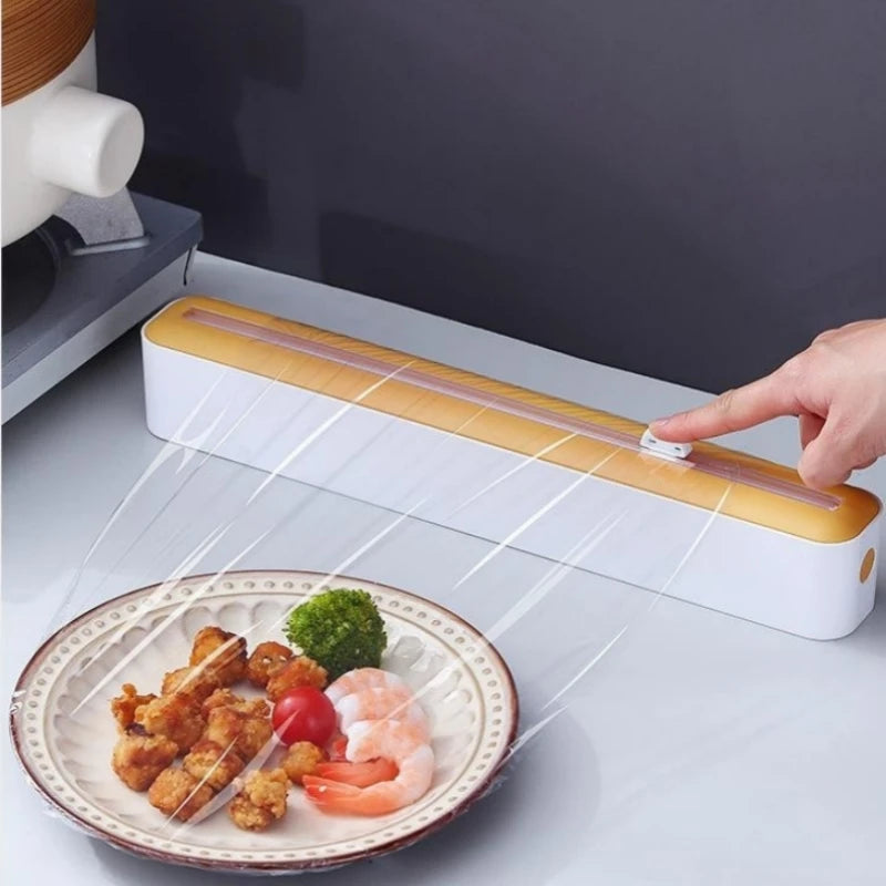 Cling Wrap & Foil Dispenser with Cutter | Kitchen Organizer Wrap Film Dispenser PLUSH