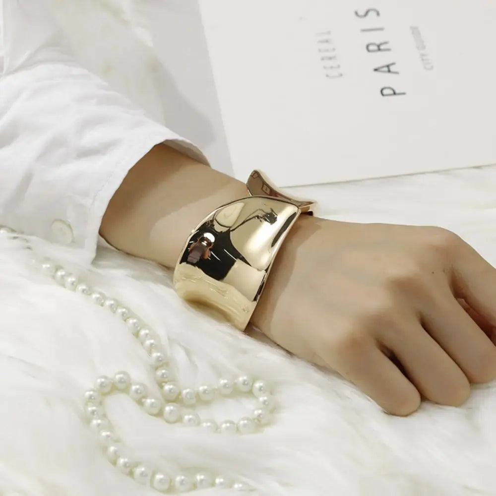 Irregular Wide Open Alloy Cuff Bangle – Gold & Silver Cuff Bangle PLUSH