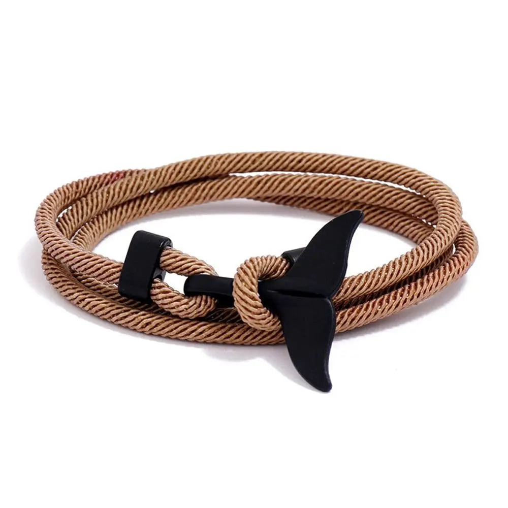 Whale Tail Braided Rope Charm Bracelet – Ocean Series Unisex