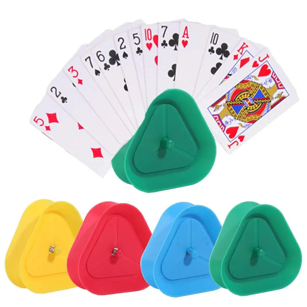 4-Pack Triangle Playing Card Holders – Hands-Free Poker Stands Card Game Accessory PLUSH