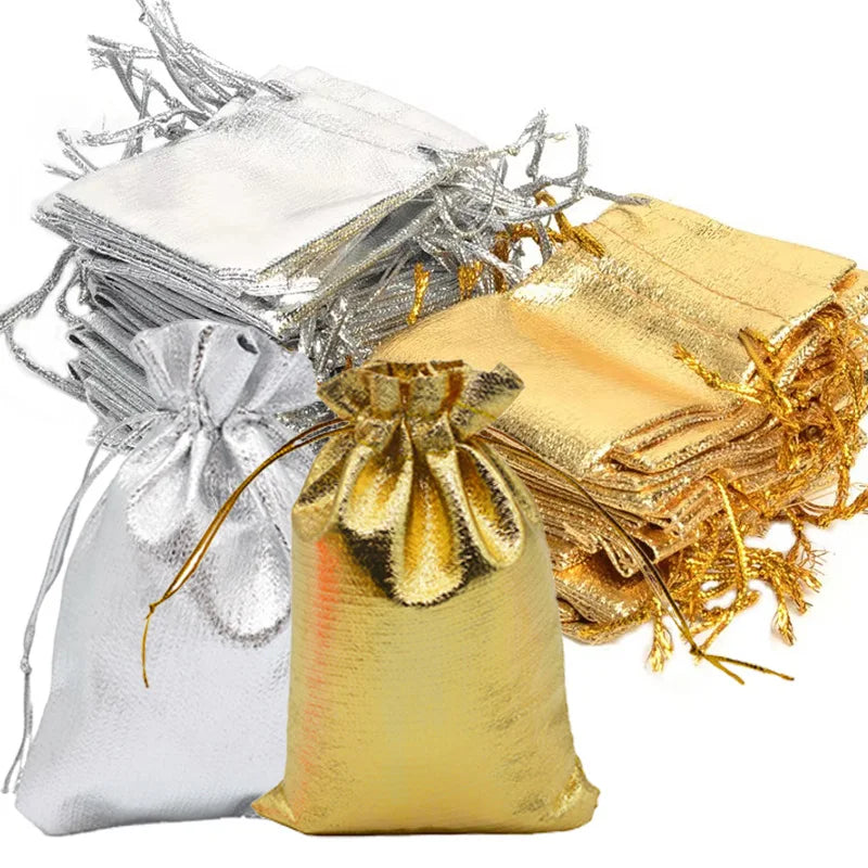 Gold & Silver Organza Drawstring Gift Bags – 10/20/50pcs Organza Gift Bags PLUSH