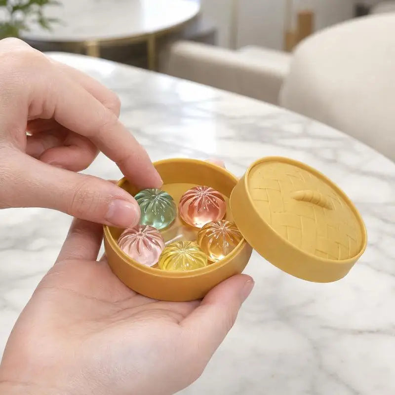 5pcs Squishy Mini Dumpling Fidget Toy Set with Steamer Basket Squishy Fidget Toy PLUSH