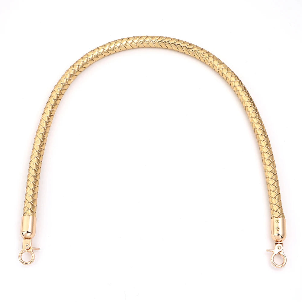 PU Leather Braided Bag Shoulder Strap with Lobster Clasp 30/60cm Bag Replacement Strap PLUSH gold 60cm
