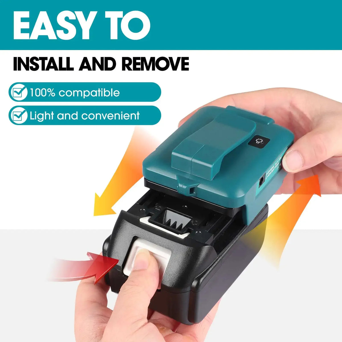 18W LED Work Light Adapter USB-C & USB for Makita DeWalt Milwaukee LED Work Light Adapter PLUSH