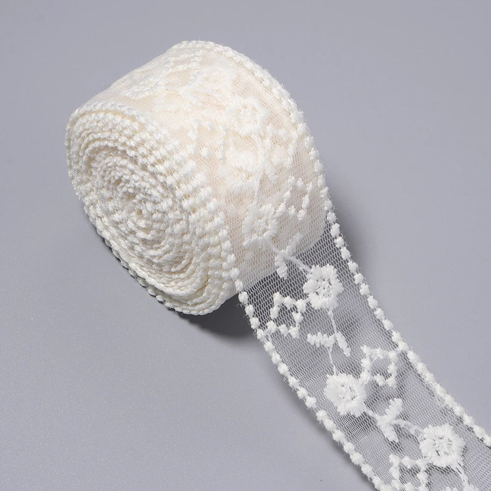 5 Yards Mesh Embroidery Lace Trim Ribbon 4cm – DIY Craft Lace Trim Ribbon PLUSH beige 4cm
