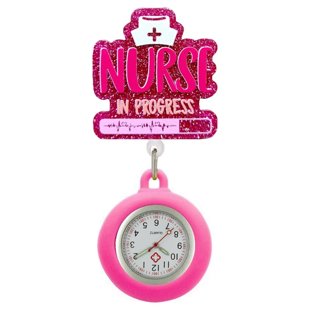 Cartoon Clip-On Nurse Fob Watch | Retractable Silicone Badge Reel Clip-On Fob Watch PLUSH M