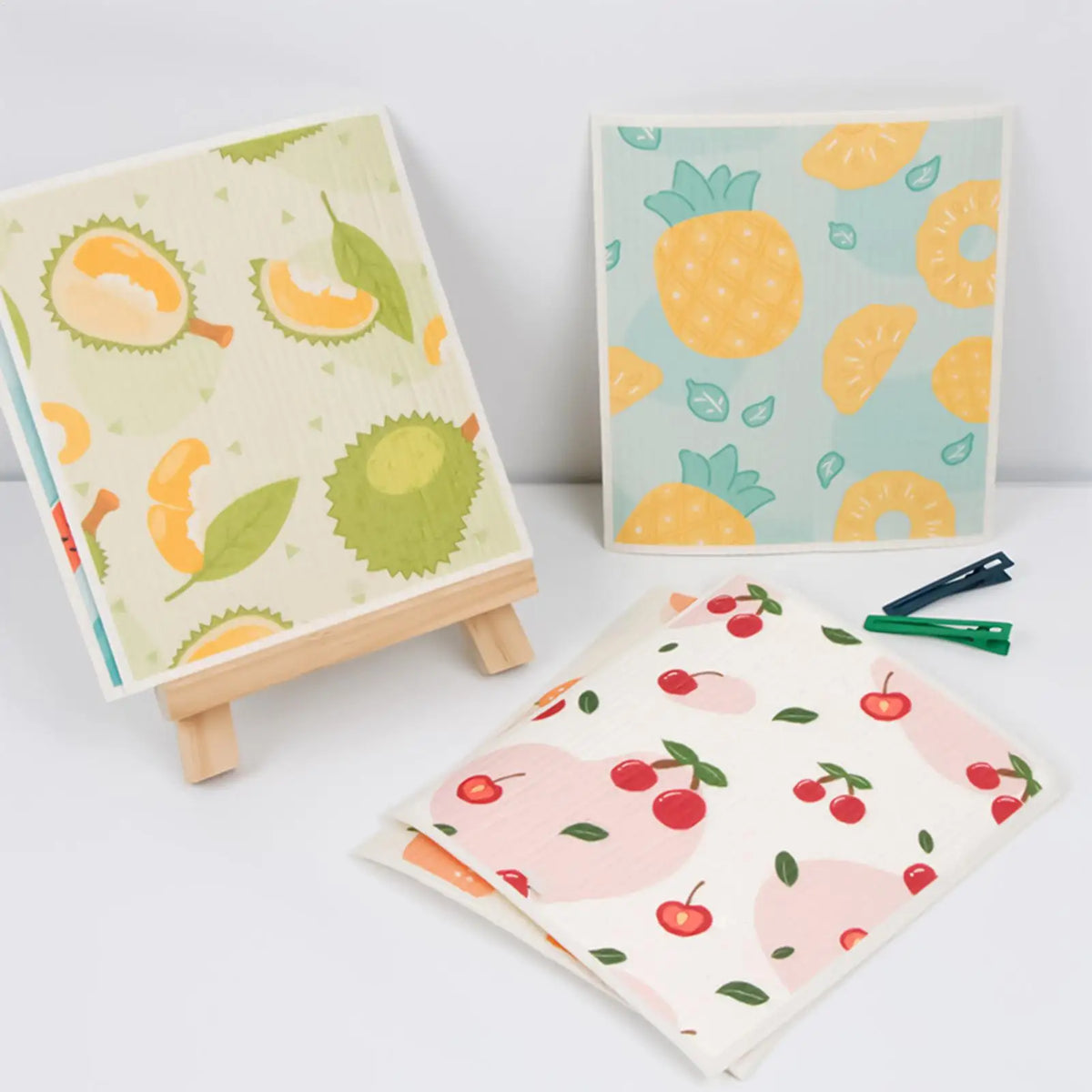 Reusable Wood Pulp Cotton Dishcloths & Scouring Pads Kitchen Cleaning Cloths PLUSH
