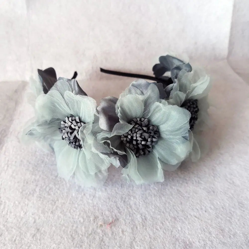 Mesh Curled Flower Bridal Headpiece – Wedding Hair Garland Bridal Hair Garland PLUSH