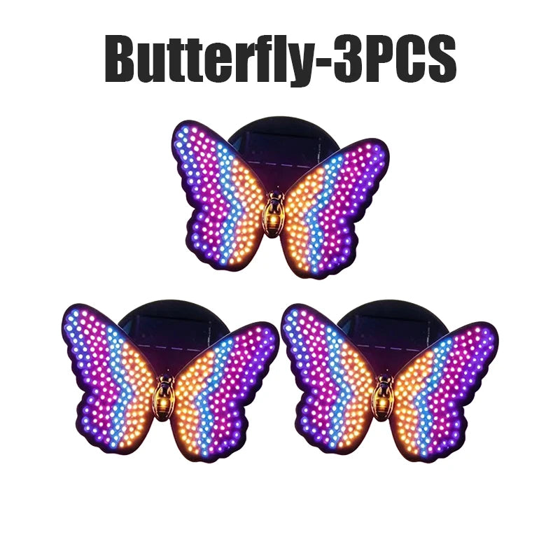 Solar LED Color-Changing Butterfly Garden Wall Light Solar Garden Light PLUSH 3PCS