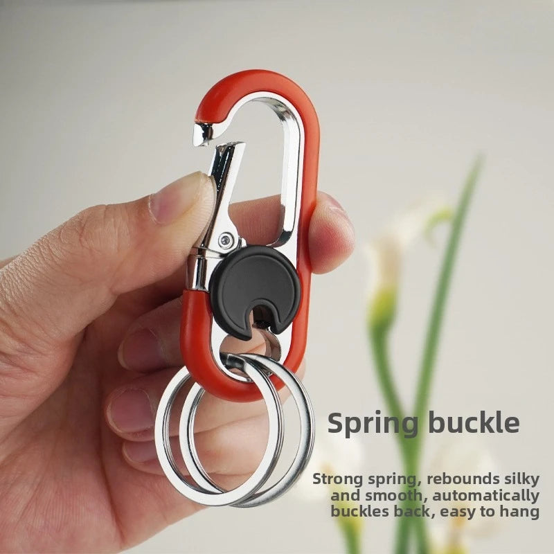Rotatable Lock Carabiner Keychain | Metal Dual Ring Key Holder Carabiner Keychain PLUSH