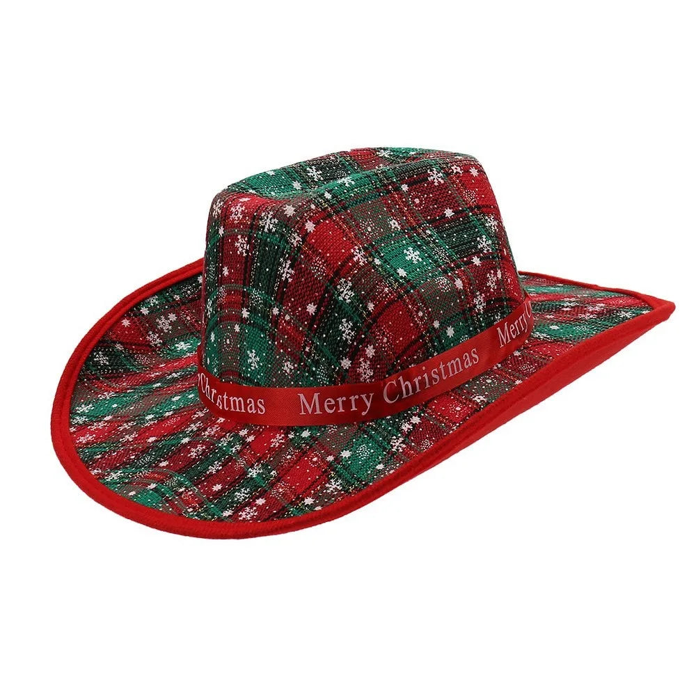 Sequin Christmas Cowboy Felt Top Hat – Holiday Party Accessory Holiday Party Hat PLUSH Style 6