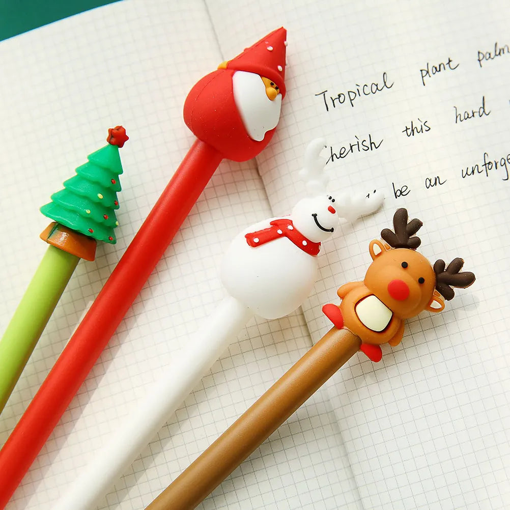 6pcs Christmas Fine Point Gel Pens – Black Ink Writing Set Novelty Gel Pens PLUSH
