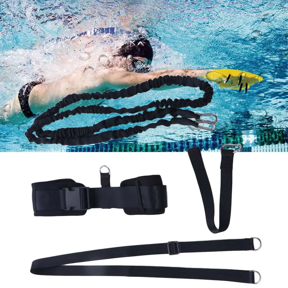 Swim Resistance Belt – Elastic Stationary Swimming Tether Swim Training Belt PLUSH