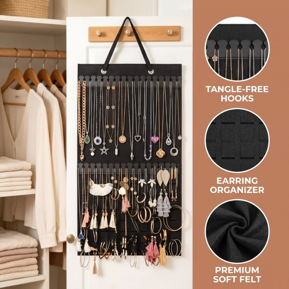 Wall Mounted Felt Jewelry Organizer Bag – Space-Saving Display Jewelry Organizer Bag PLUSH