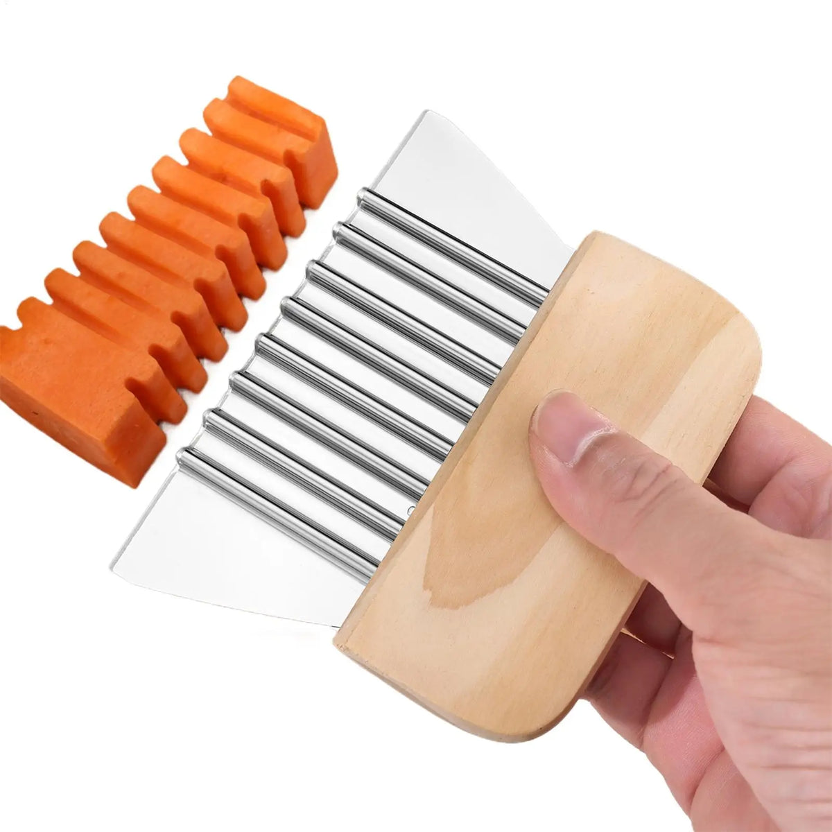 Stainless Steel Crinkle Cutter – Wavy Veggie & Fry Slicer Crinkle Cutter Slicer PLUSH