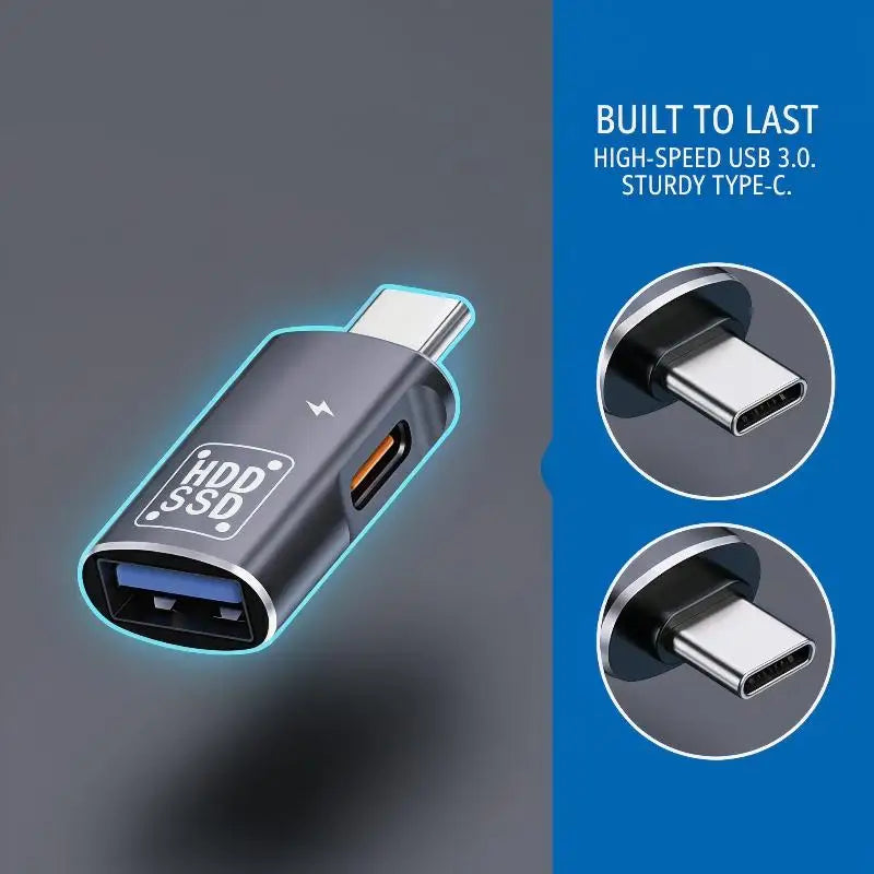 Type-C OTG Adapter 2-in-1 USB 2.0 Data Sync & Charging USB-C OTG Adapter PLUSH