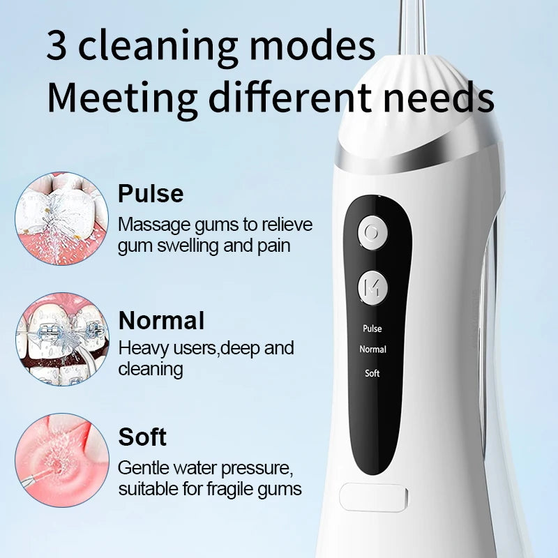 Portable Rechargeable Dental Water Flosser – 4 Tips, 3 Modes Dental Water Flosser PLUSH