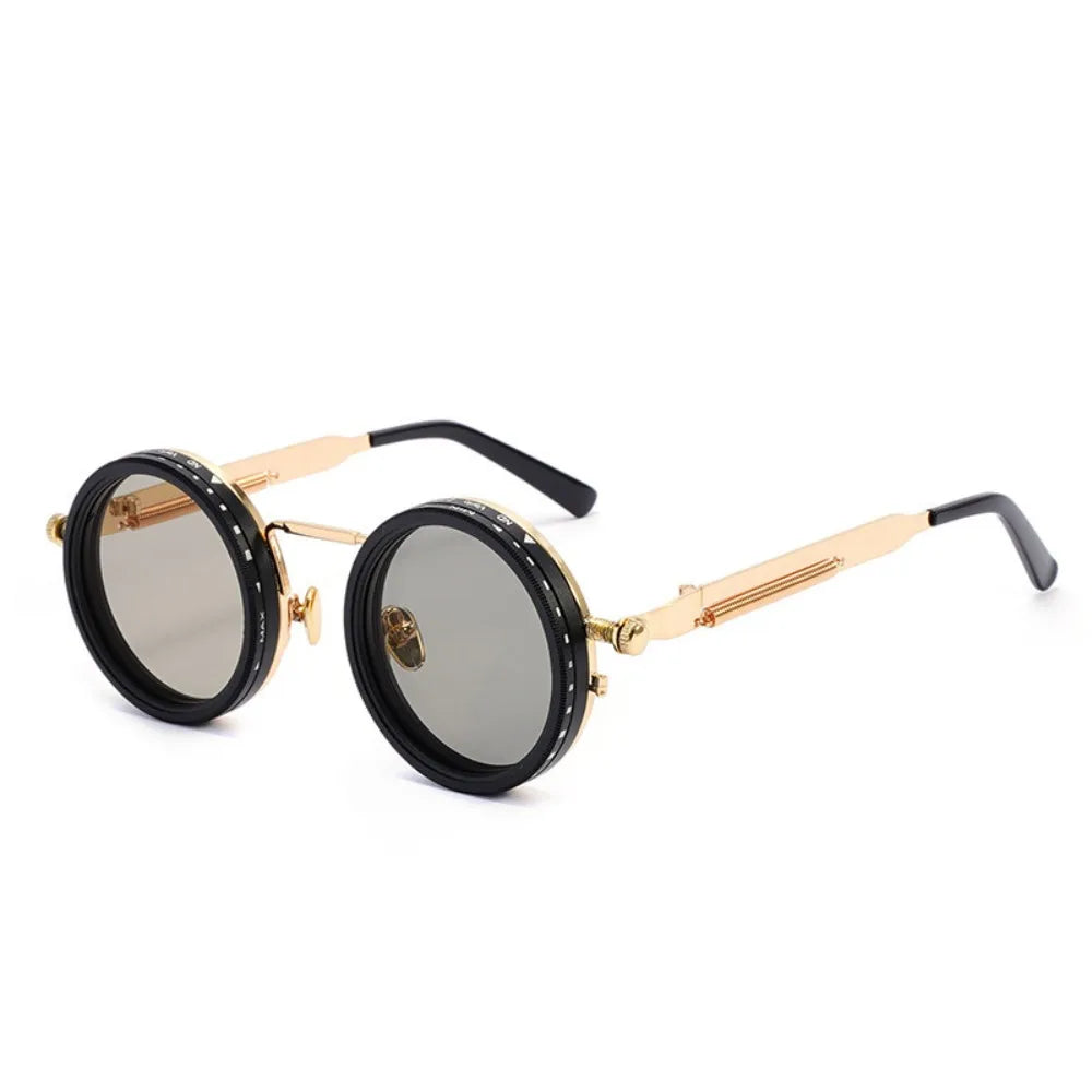 ND9 Round Retro Anti-UV Sunglasses with Case | Cycling Fishing Retro Sunglasses PLUSH Gold no Case
