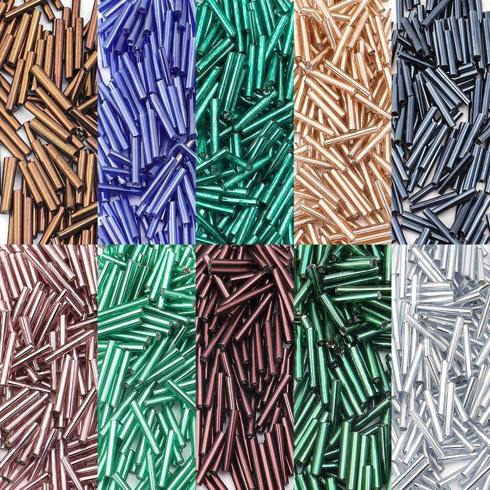 Silver Filled Czech Glass Tube Beads 2x12mm – 10g DIY Jewelry Glass Spacer Beads PLUSH