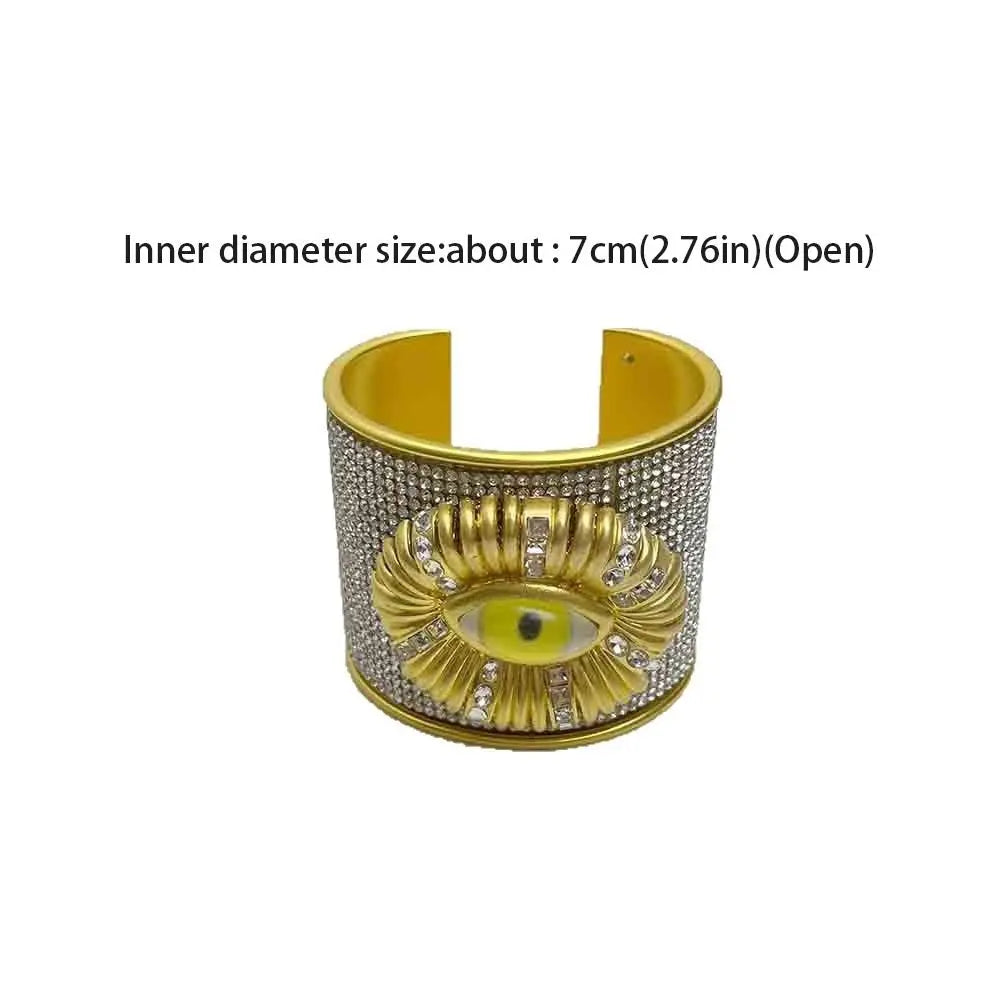 Rhinestone Demon Eye Wide Cuff Bangle – Punk Alloy Bracelet Cuff Bangle PLUSH