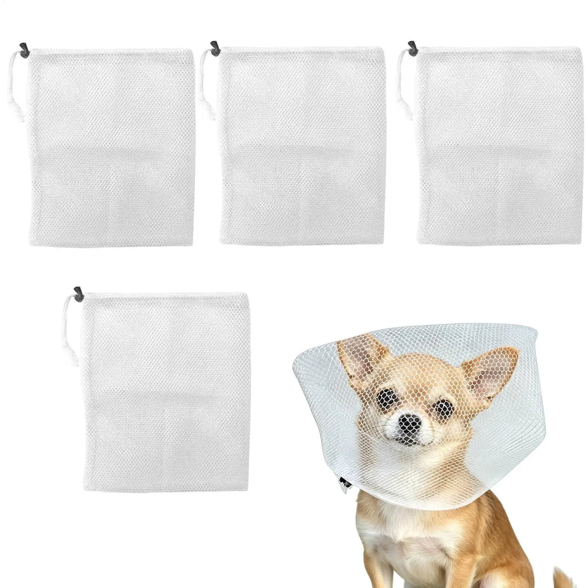 4-Pack Adjustable Breathable Mesh Dog Face Guard | Small & Medium Dog Face Guard PLUSH