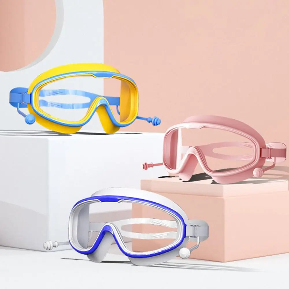 Wide View Anti-Fog Swimming Goggles with Earplugs – Adult Swim Goggles PLUSH