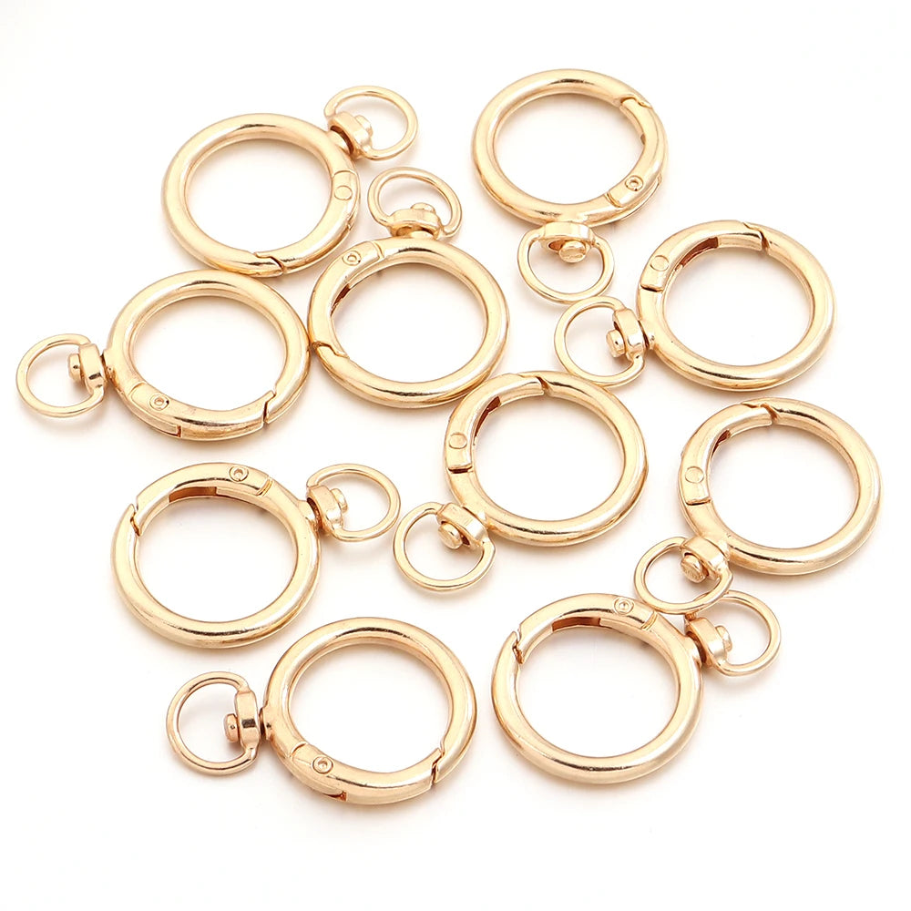 10pcs Alloy Swivel O Ring Spring Clasp Split Keyring DIY Jewelry Findings PLUSH light gold