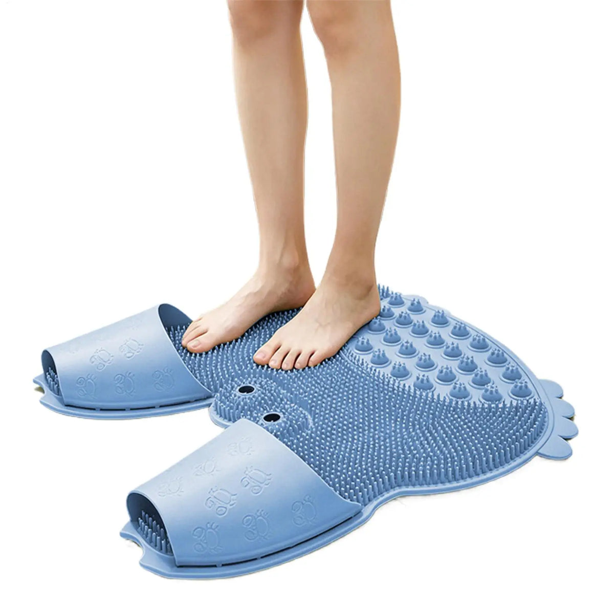 Silicone Foot Scrubber Shower Mat with Suction Cups – 55x43cm Foot Scrubber Mat PLUSH