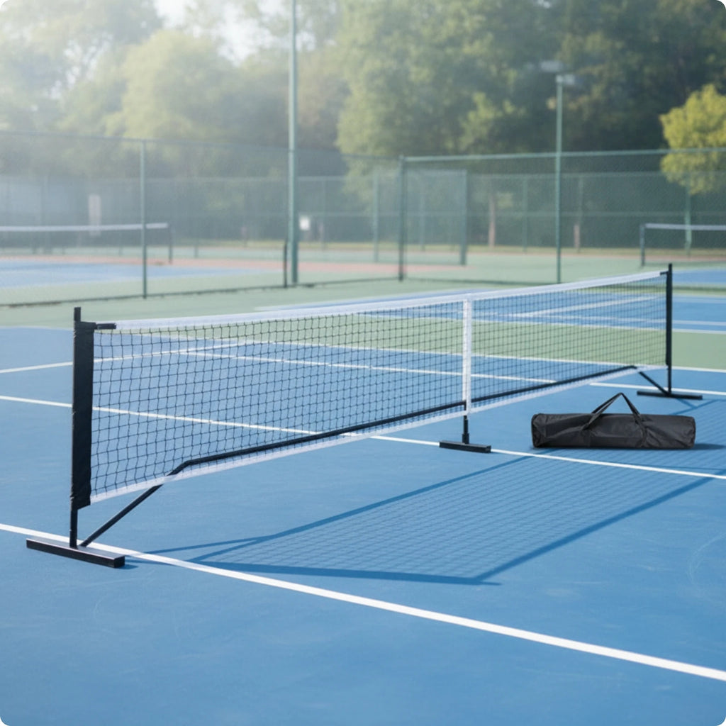 Portable Pickleball Net with Bag – Foldable 6.7m Court Net Pickleball Net PLUSH Black White